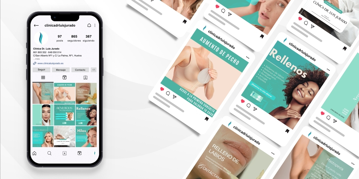 Mockup Gestión Redes Sociales Clínica Estética Doctor Jurado Huelva